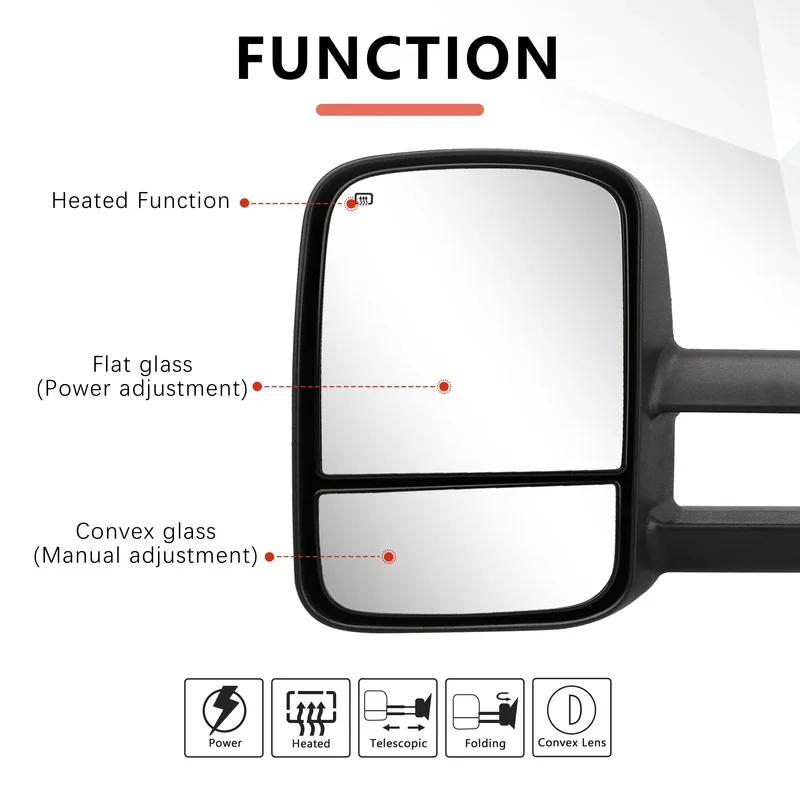 FARWIDE Power Heated Rearview Towing Mirrors for Chevy Silverado 2007 - 2013 Suburban Tahoe C Serria Yukon