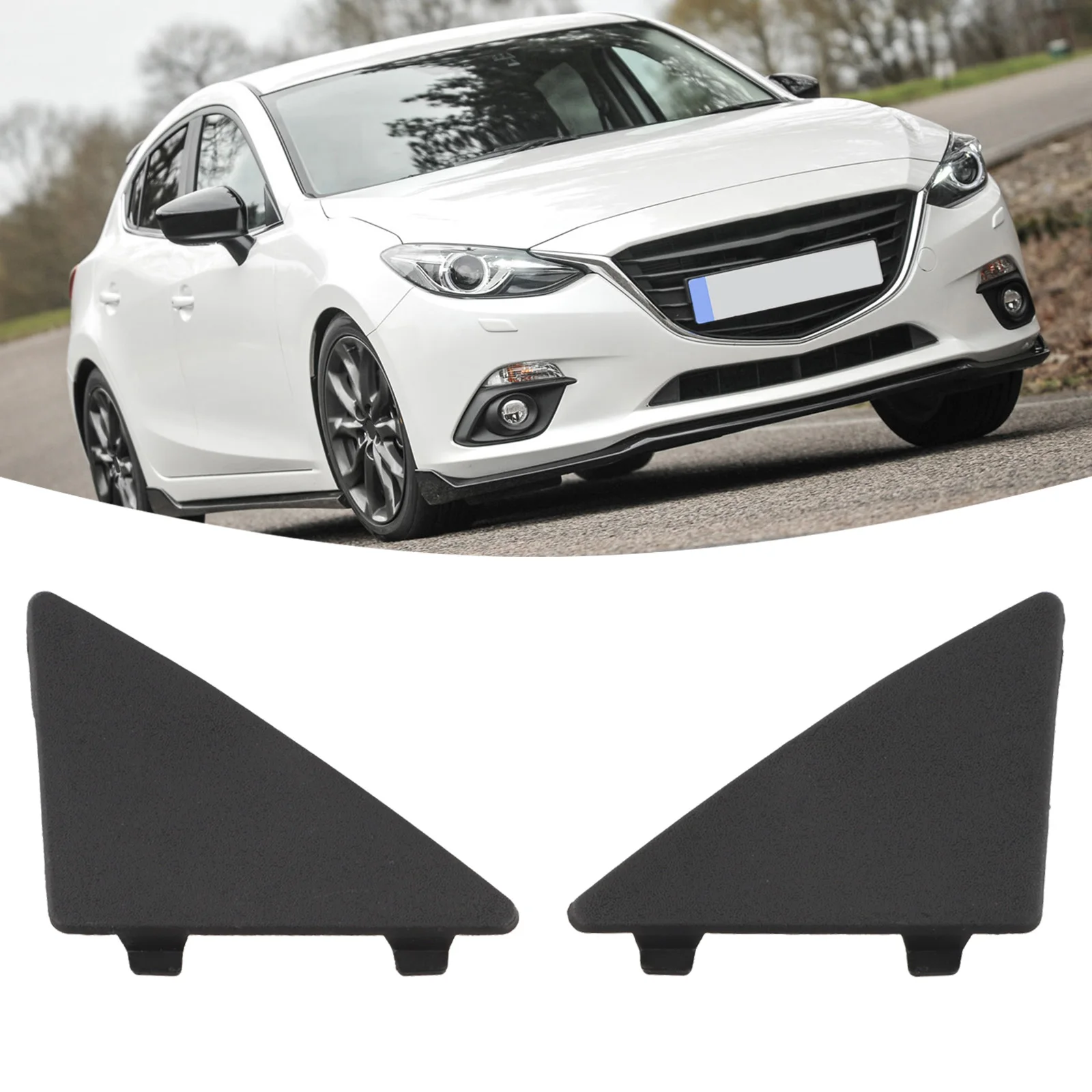 Front Bumper Tow Eye Cover Cap Set 2 Pieces for Mazda 3 Model Years 2014 through 2017 Compatible Aftermarket Part view 4