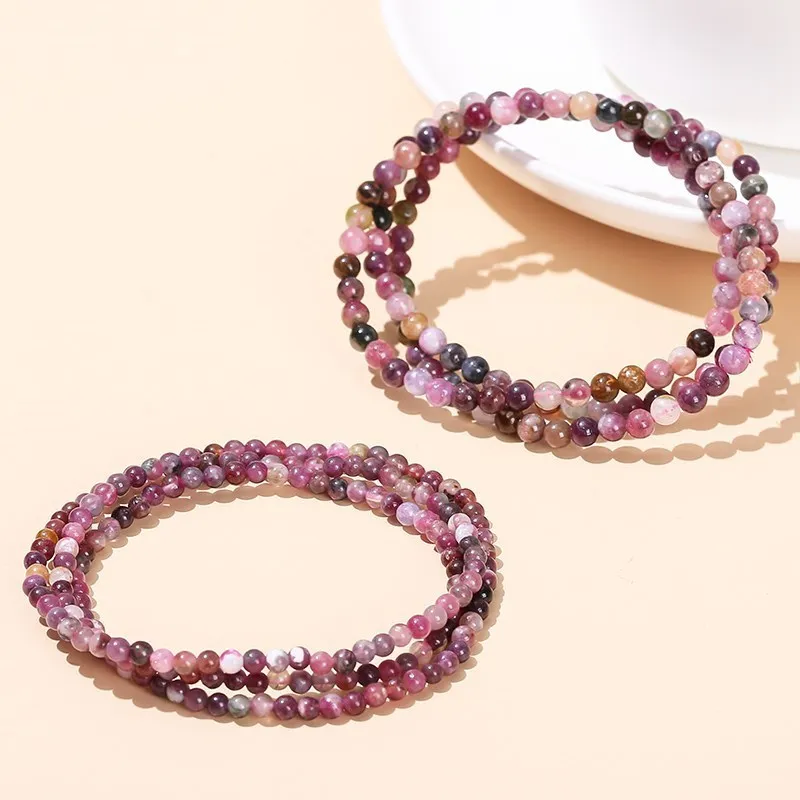 JD Natural Muticolor Tourmaline Multi-Layer Bracelet Women Fashion Small Bead 3 4mm Reiki Healing Energy Strand Bracelet Jewelry view 2