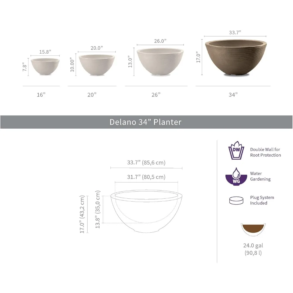 Großer runder flacher Pflanztopf für den Außenbereich für Wassergärten, Bonsai und Sukkulenten – ideal für Gartendekoration und Landschaftsgestaltung