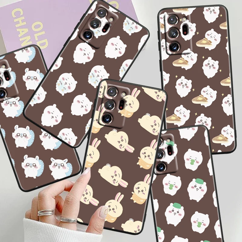 C-Chiikawa Hachiware Usagi For Samsung Note 20 10 Ultra Plus A31 A14 A12 A70 A34 A25 A04 A05 A15 A24 5G Black Funda Phone Case