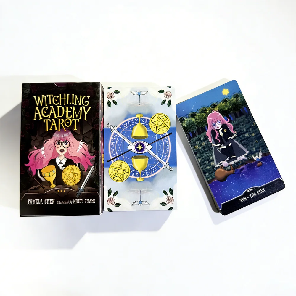 

78 Cards Witchling Academy Tarot Deck 12×7cm English Version Rider System Divination Oracle Deck for Board Games and Gifts
