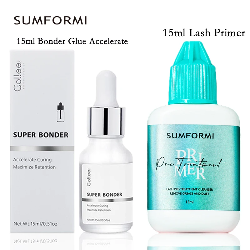 Sumformi 15ml Deep Clean Eyelash Primer Pre-treatment Super Bonder Glue Help Acceleator Aloe No Irritation Bond Eyelash Primer