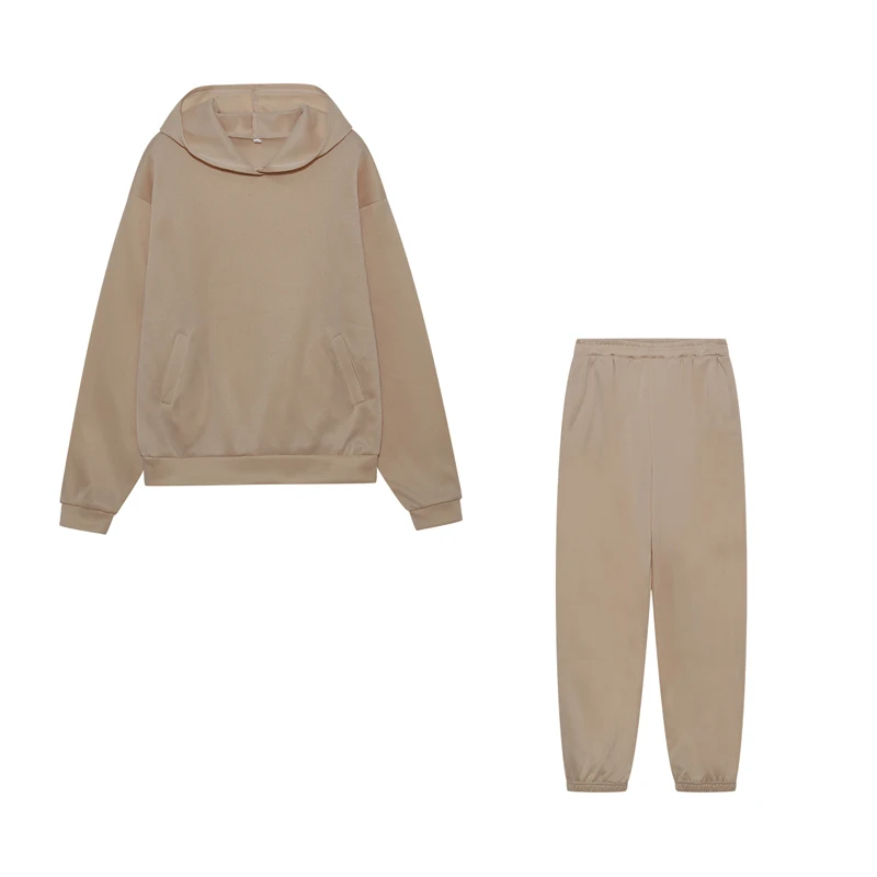 2026 Trend Lässige Mode Verdickter Langarm-Pullover und Hose Zweiteiliges Set mit Kappe für Damen – Detail 23