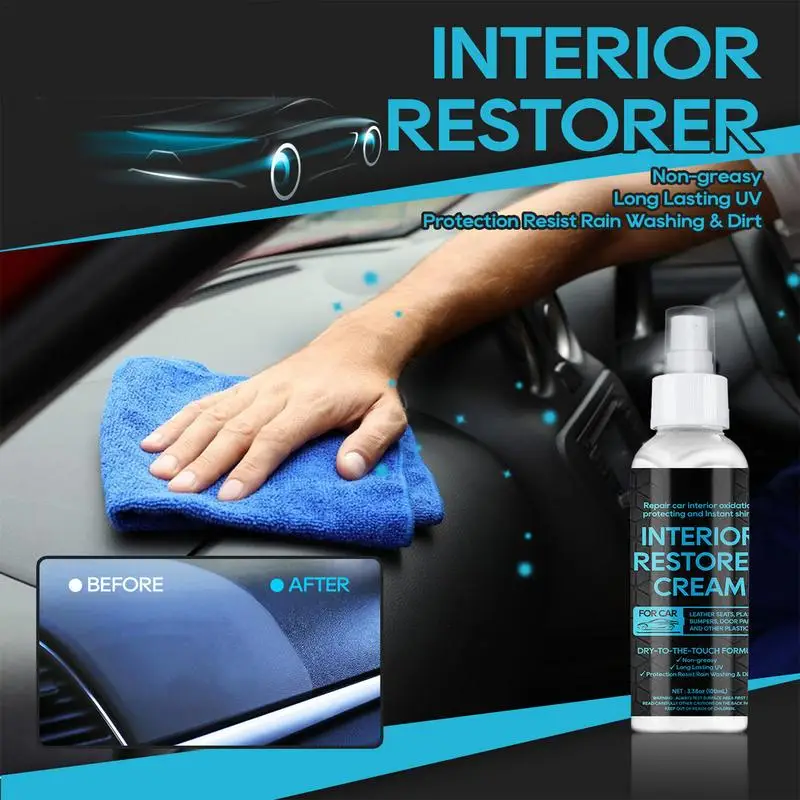 Car Interior Restorer Multipurpose Car Interior Restoring Spray 100ml User-Friendly Dashboards Cleaning Agent Portable Restoring