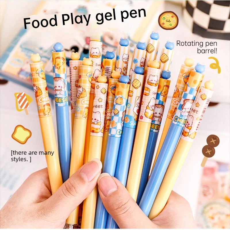 

10Pcs/Lot Cartoon Cat Neutral Pens Cute Student Rotation Signature Pen Quick Drying Black Writing Ink Gel Pen School Supplies