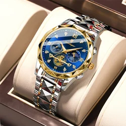 POEDAGAR Fashion Man Wristwatch Stainless Steel Chronograph Quartz Watches For Men Waterproof Luminous Luxury Casual Men's Watch