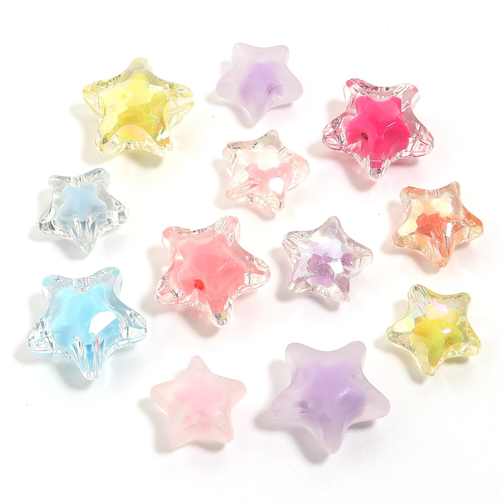 30/50 stücke Stern Acryl Perlen Candy Farbe Lose Spacer Perlen Für Schmuck Machen DIY Armbänder Halskette Telefon Schlüssel Kette zubehör