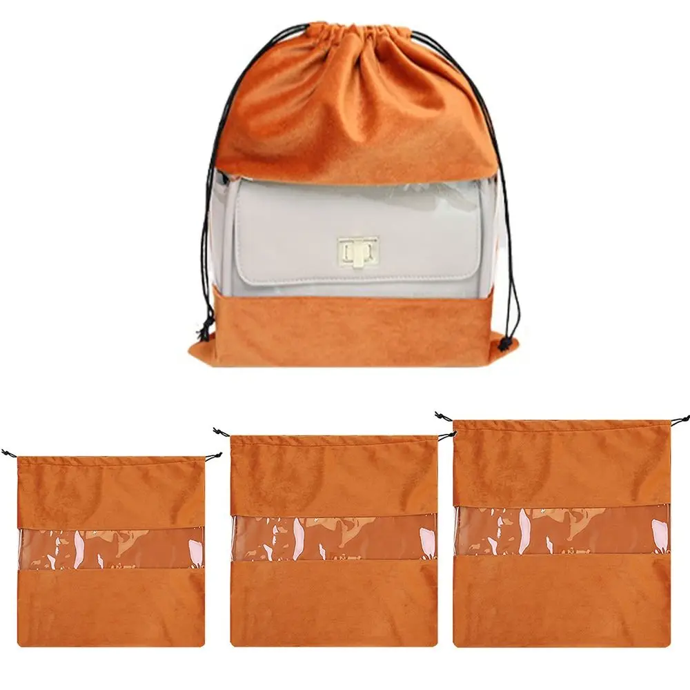 

3Pcs Drawstring Handbag Dustproof Bag S M L Large Capacity Shoes Travel Organizer Visualization Window Portable Makeup Pouch