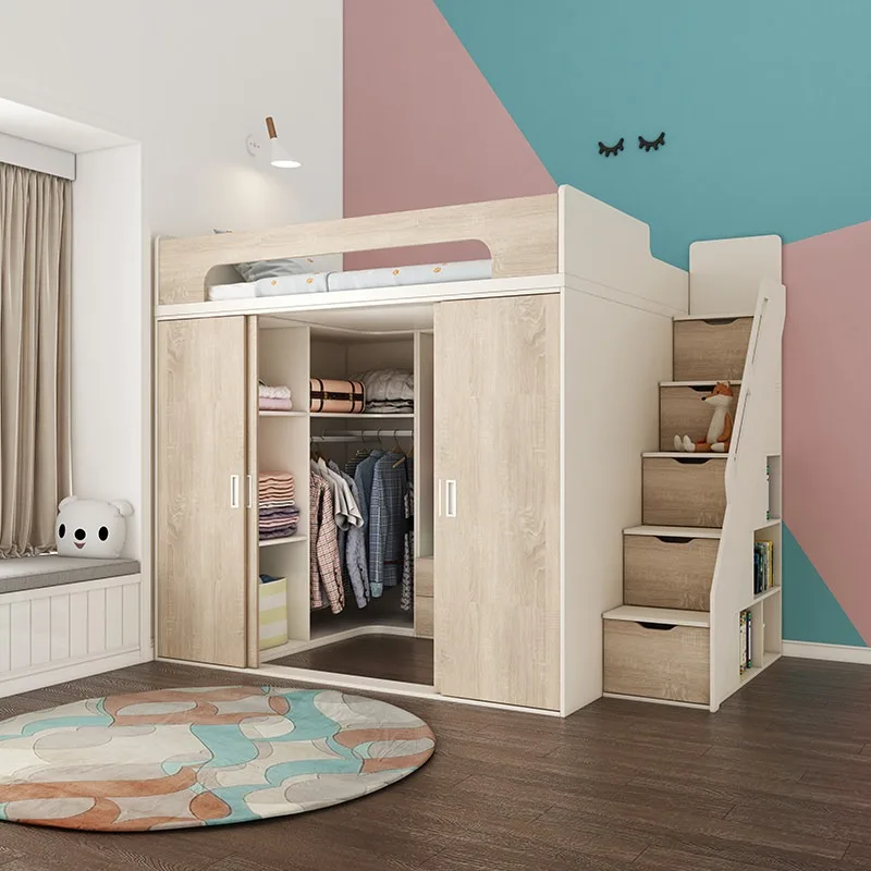Wardrobe bed integrated, cloakroom small apartment walk-in children's combination bed large storage apartment bed