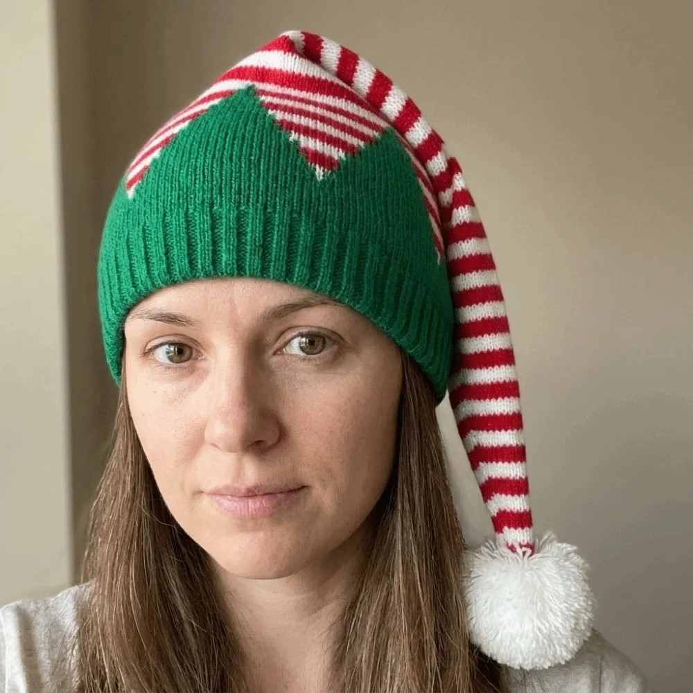 Santa Claus Christmas Knitted Hat Green Red Merry Christmas Hat Santa Beanie Hat Warm Woolen Hat Striped Hat Happy New Year