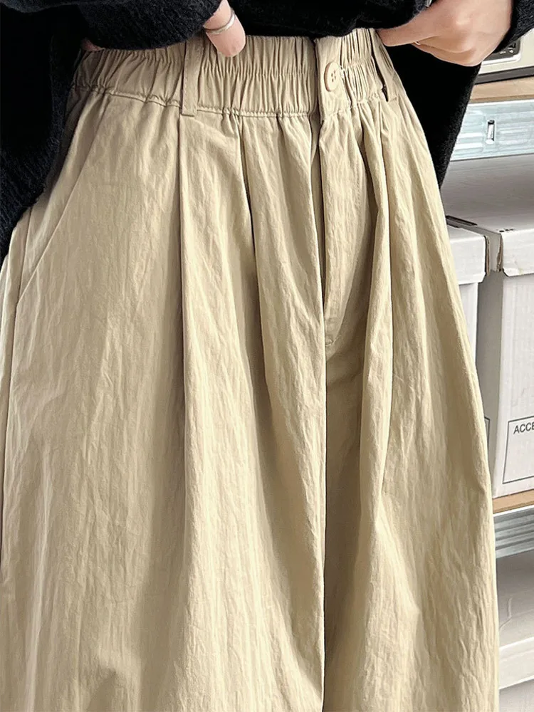 WHTREND الأساسية بسيطة تنوعا فضفاض السراويل الطويلة للنساء الخريف جديد مستقيم عادية واسعة الساق بنطلون WH2077 #4
