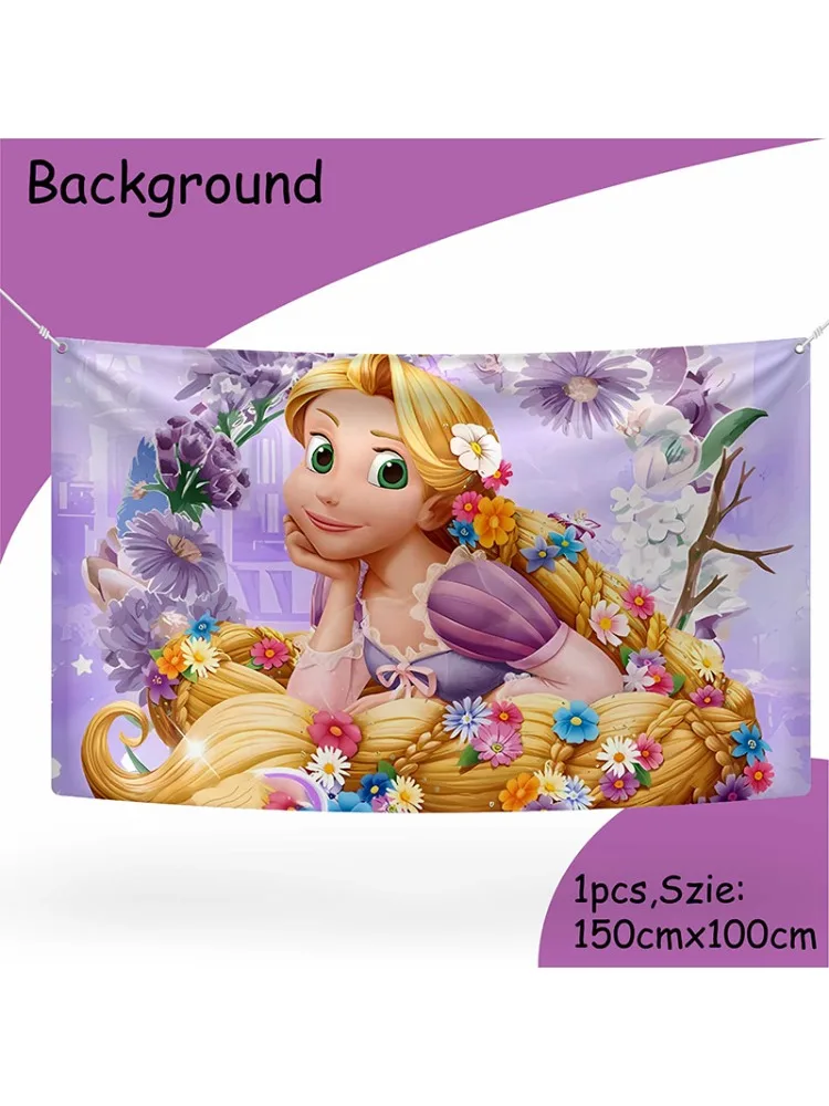 Ballons à thème de fête d'anniversaire raiponce emmêlé, fournitures de fête, bannière d'anniversaire, drapeau de serviette en nid d'abeille, décoration de ballon en Latex Ca