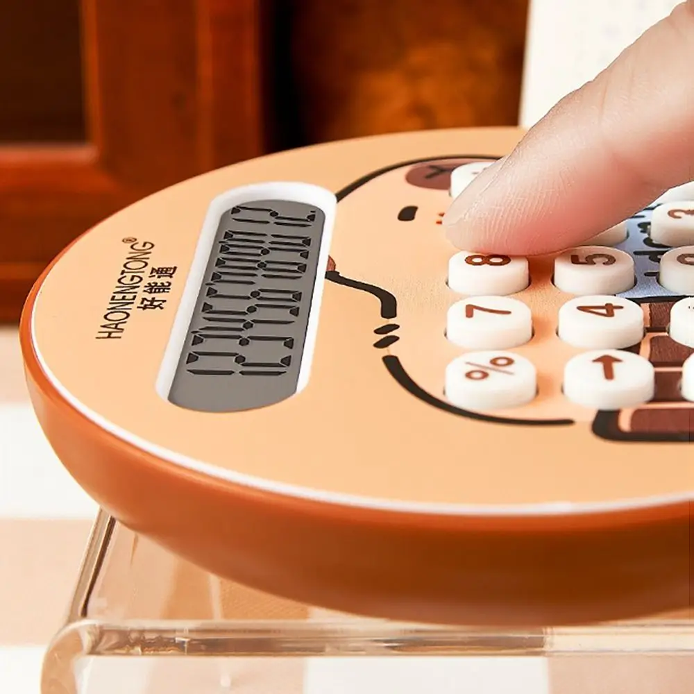 Cartoon High Sensitivity Capybara Mini Calculator Large LCD Display 12-Digit Student Calculator Portable Math Calculator Home
