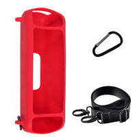 Silicone Case for Motion+ Bluetooth Speaker Waterproof Rubber Travel Carry Pouch with Carabiner(Red)