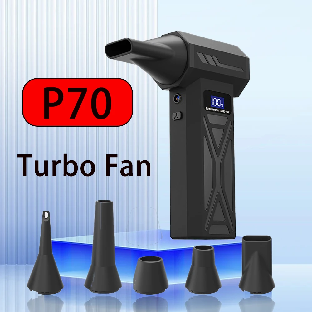 

P70 Turbo Fan 160g Wind Pressure Powerful Turbo Air Blower With LED Lights Wireless Dust Blower High Speed Jet Blower Vacuum