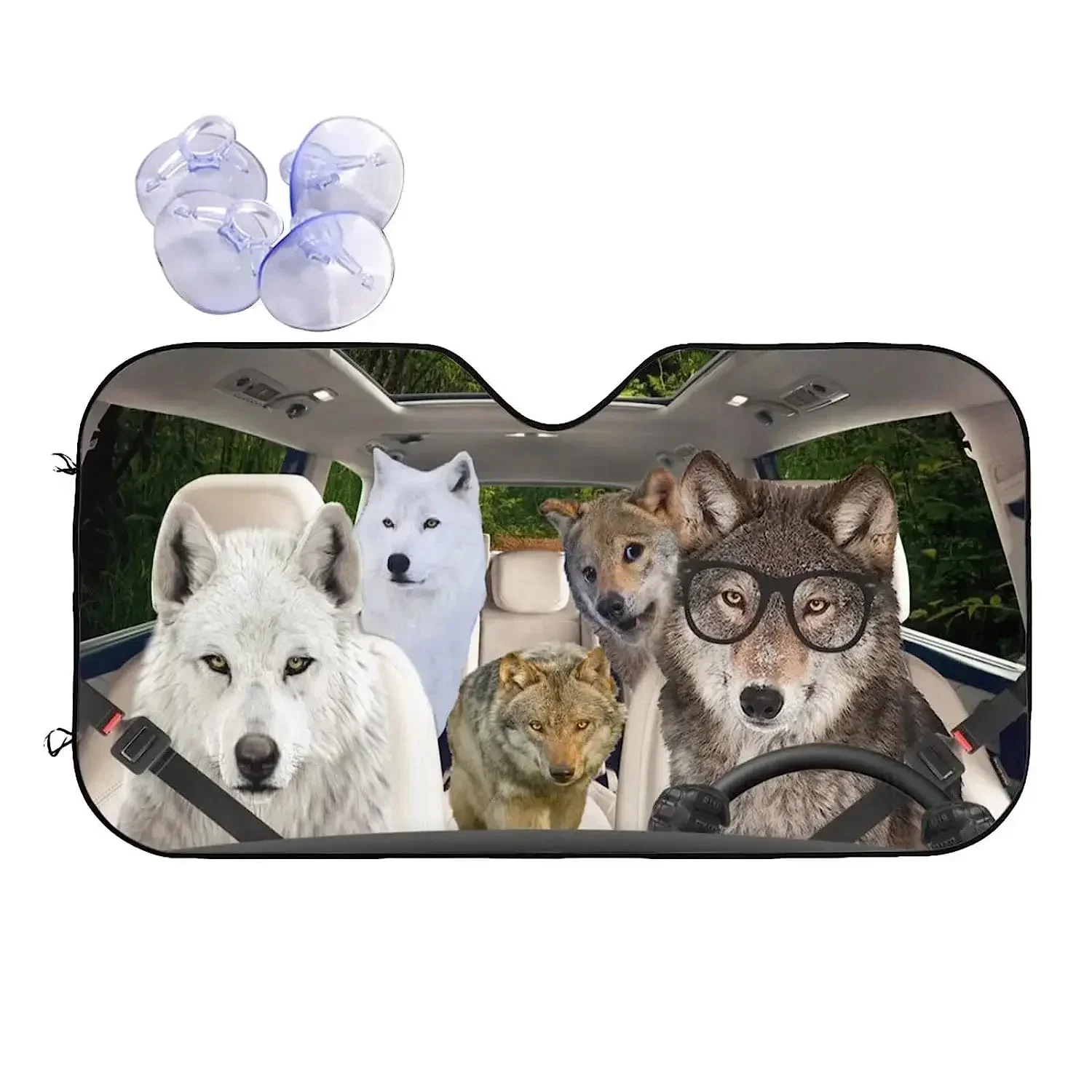 Wolf Front Windshield Sun Shade Wolf Driver Car Windshield Sunshade Visor Farmhouse 55X30 Inch Car Accessories for Men