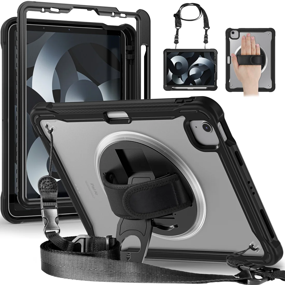 

Fit iPad Pro 11 Inch (2022/2021/2020, 4th/3rd/2nd Generation) Rugged Shockproof Case Kickstand shoulder & Hand Strap Heavy Duty