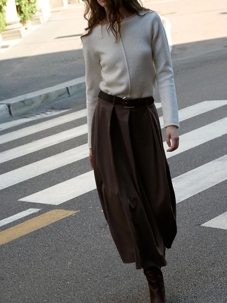 

New 2025 Autumn Faion Soft Ribbed Knitwear Women's Ele Versatile Sweet Sle Long Sve round Ne Pullover Girls