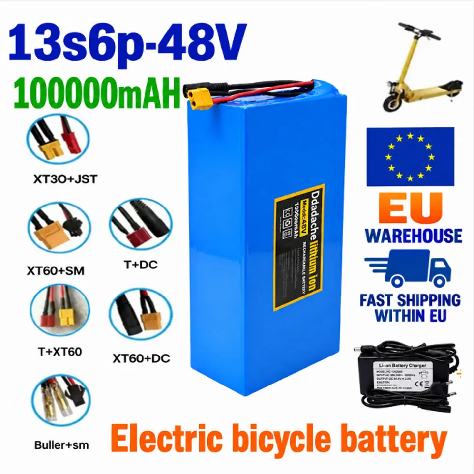 Pacco batteria al litio 48V 100Ah 13s6p, batterie per scooter elettrici Citycoco 48V 100Ah 250W-2000W con BMS integrato da 50A