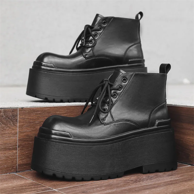 Unique New Style Niche Platform Sole Height Increase 10CM Thick Sole Men's Big Toe Korean Version Short Boots
