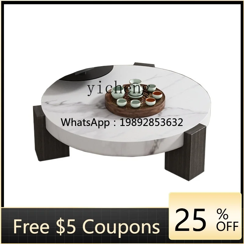 

ZC 2023 New High-End Marble Tea Table Modern Living Room Home Creative round Combination