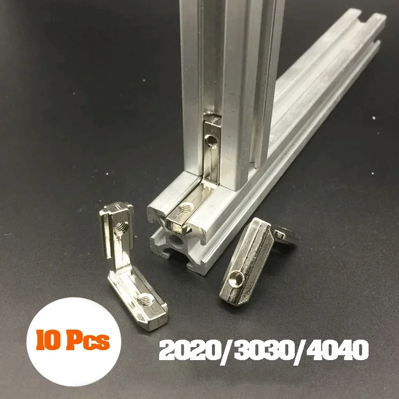 10pcs T Slot L-Shape Interior Corner Connector 2020 3030 4040 Joint Bracket with screws Aluminum Profile Extrusion Connector