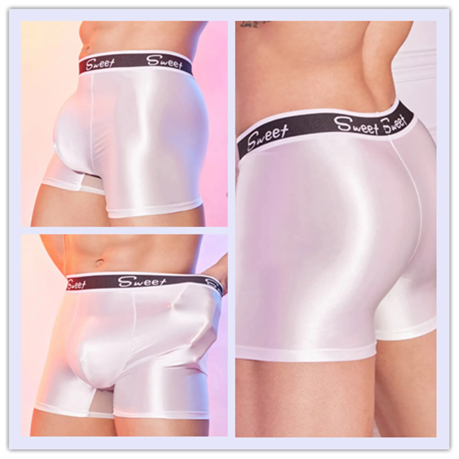 ملابس سباحة رجالي لامعة الملاكم الملابس الداخلية الانتفاخ الحقيبة بسط ملخصات ملابس السباحة تنفس جذوع المصارعة سروال سباحة بحر #1