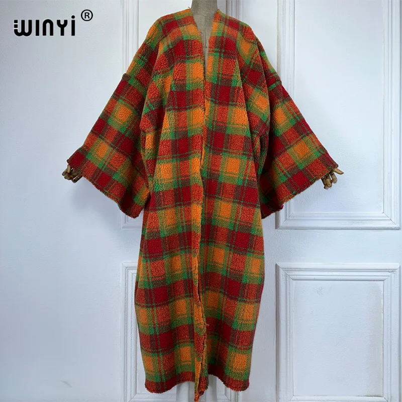WINYI Africa womens loose coats winter Warm long down cardigan luxury clothes kimono abaya dubai luxur winter outfits for women