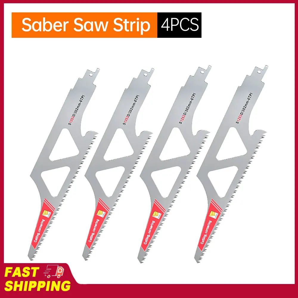 

Лезвия для сабельной пилы 6TPI из закаленной нержавеющей стали, 12 дюймов, в 3 раза более долговечные, с изогнутым краем, для влажной и сухой древесины, бревен, труб ПВХ, 4 шт.