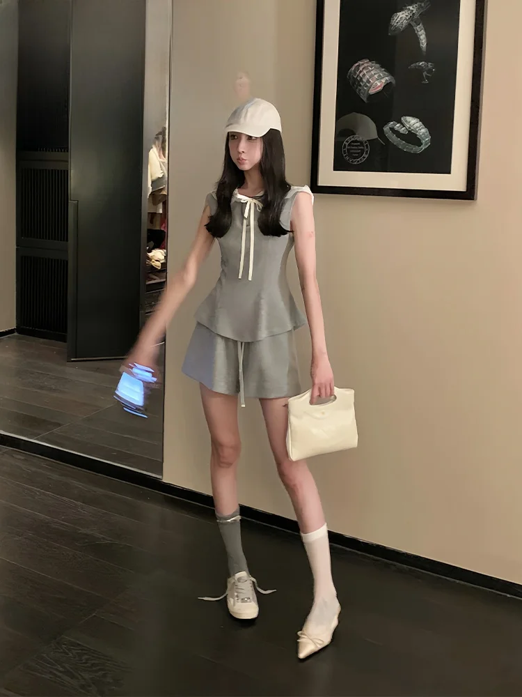 PITAO Original Lazy Wed Sports Casual Faionable Vest orts Set Small Size Women's Clothing Summer Collection