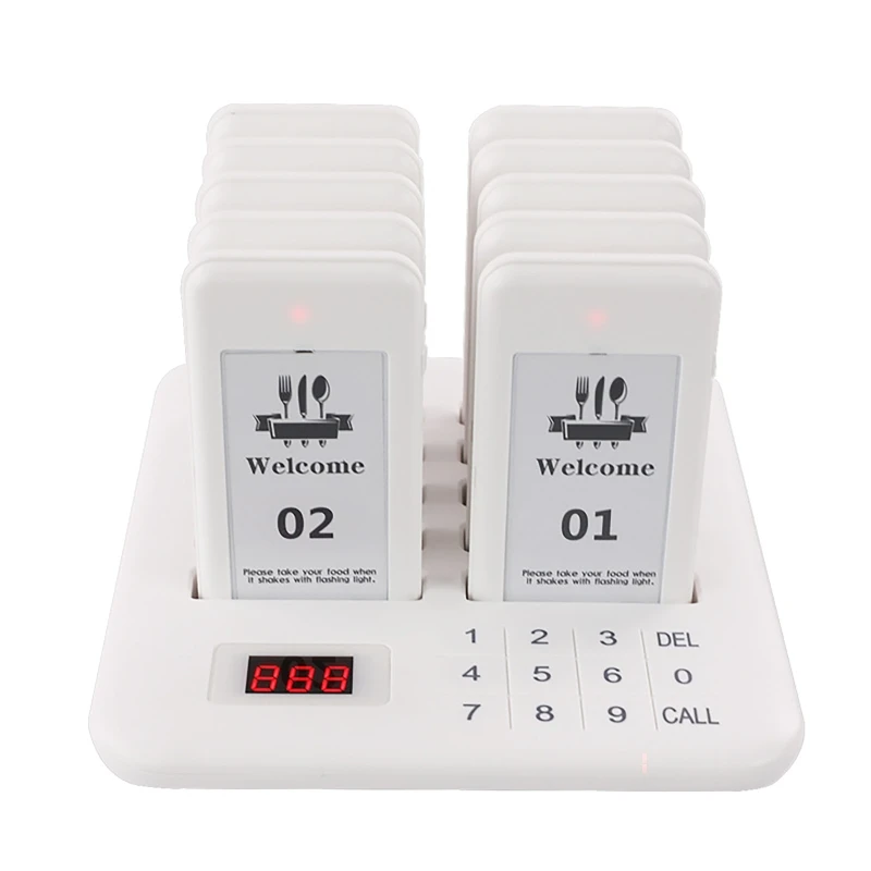 Restaurant Pager Wireless Calling System-Style 1 Caller Buzzer Beeper Bell Receiver 10 Coasters for Bar Cafe Truck Hotel Church