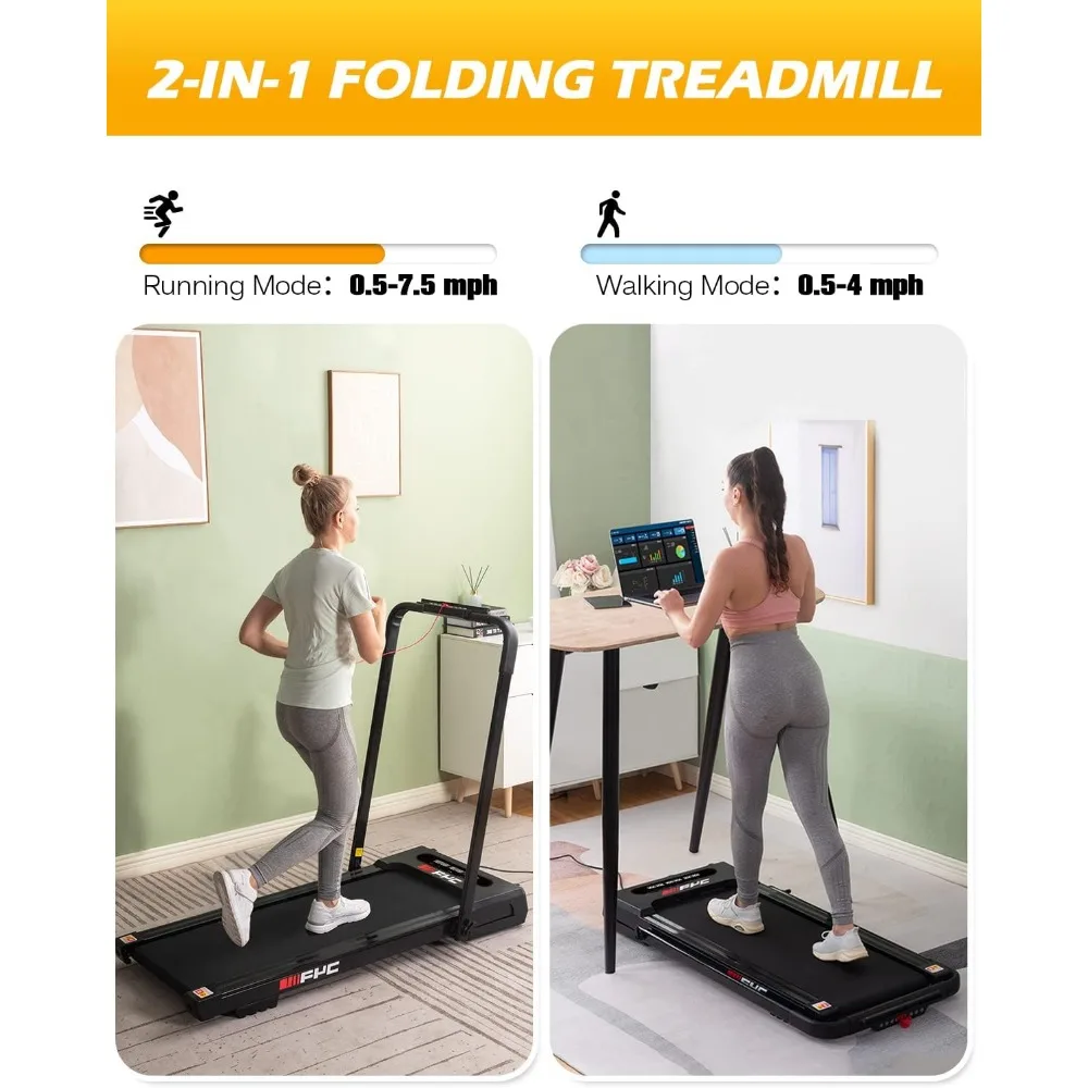 Walking Pad 2 in 1 Folding Treadmill Workstation for Home 300LBS Weight Capacity 3.5HP,Foldable Compact Electric Running Machine