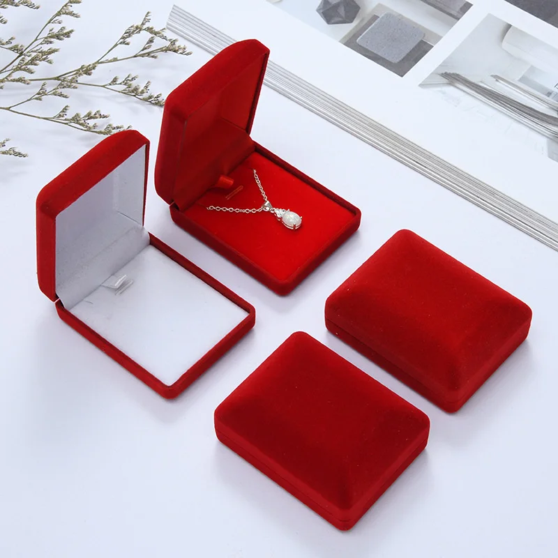 Wholesale High-grade Velvet Necklace Pendant Jewelry Box Earrings Brooch Storage Packaging Box Jewelry Organizer Accessories