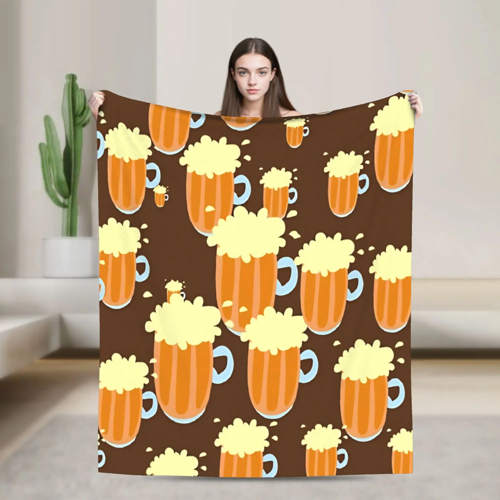 Beer Pattern Blanket Super Soft Cozy  Throw Blankets for Bed 50x60 Inch Multiple Sizes Bedding Throws