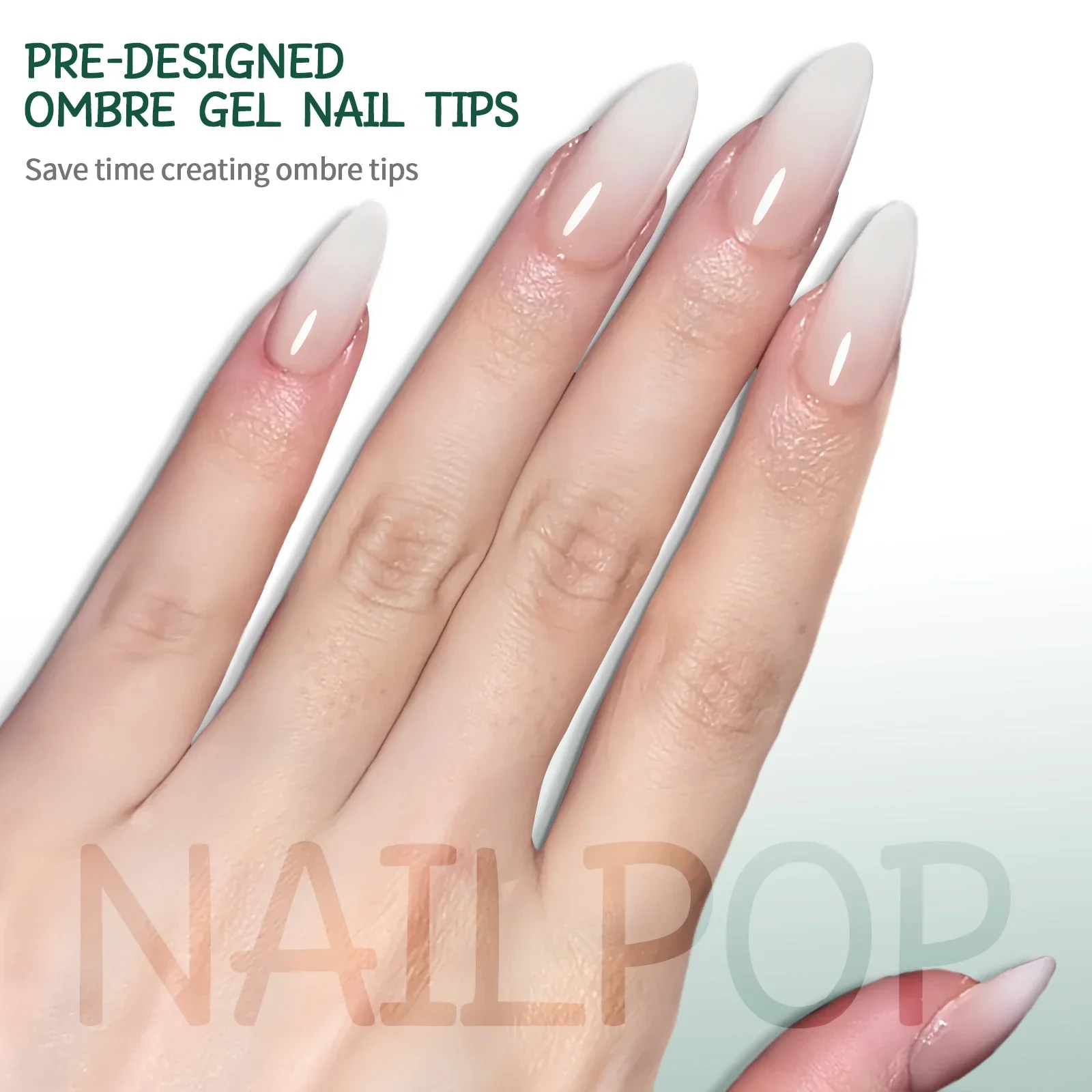 Nailpop Ombre Nails Almond Press on NailsUltra-Thin Gradient Soft Gel Nail Tips 150Pcs Pre-Colored Natural Fake Nails Extensions