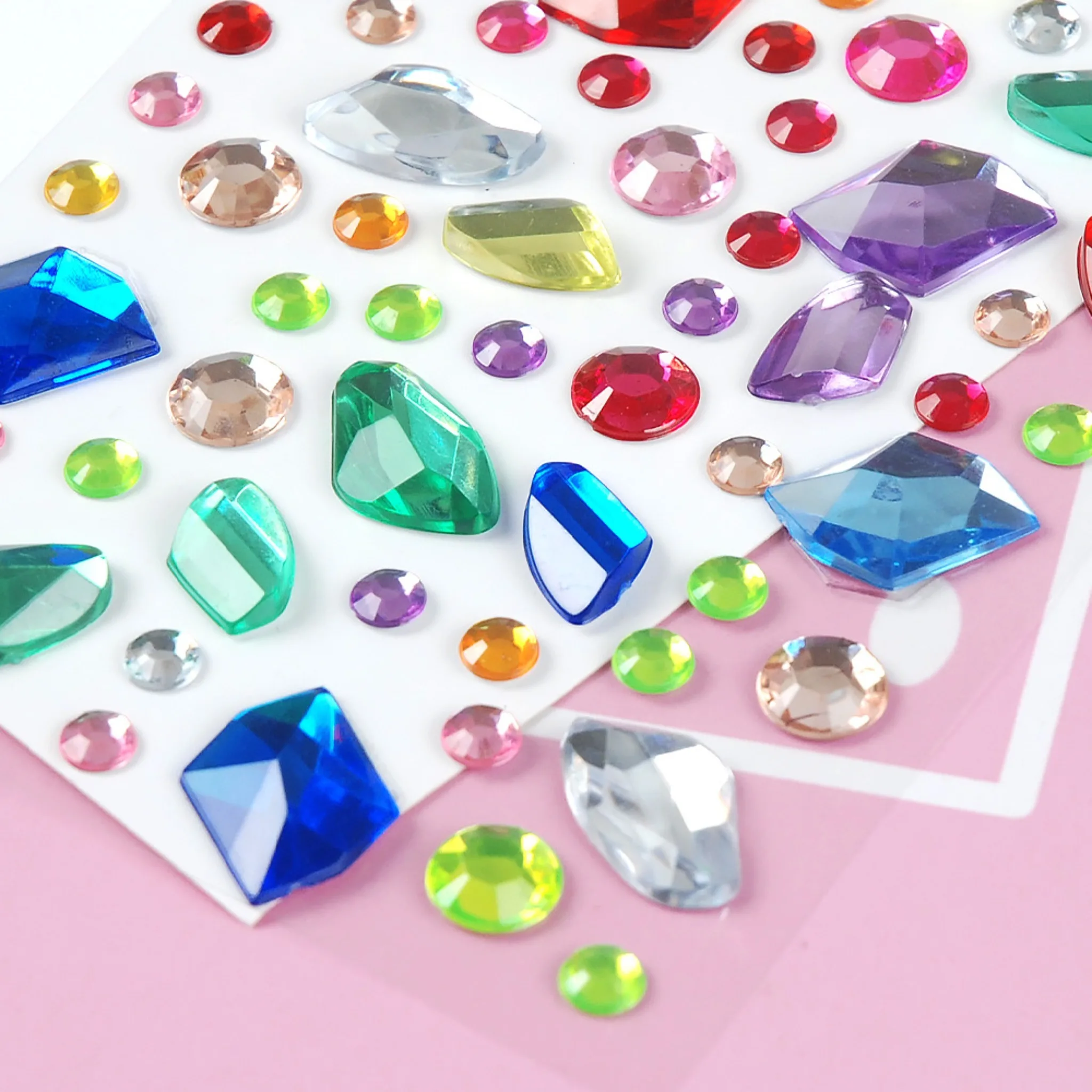 Self‑Adhesive Rhinestone DIY Stickers, Colorful Acrylic Gem Glitter Stickers, Moon Star Diamond Gems, for Kids Craft, Scrapbooki