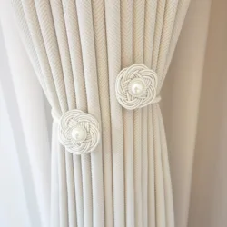 Pearl flower-patterned curtain tiebacks with a simple design suitable for living room bedroom and home decoration