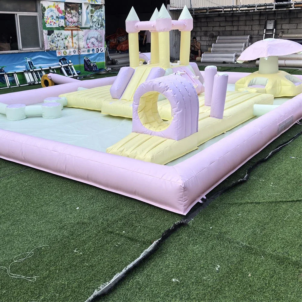 Nadmuchiwany park wodny Bounce house z dmuchawą Nadmuchiwana zjeżdżalnia wodna Park Duża potrójna zjeżdżalnia i podkładka rozbryzgowa dla dzieci