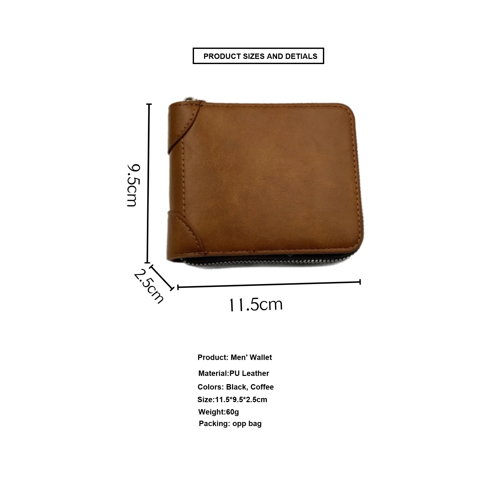 Men’s Leather Zipper Wallet Large Capacity Multi-card Holder Wallets Coin Cash Purse with ID Window image 5