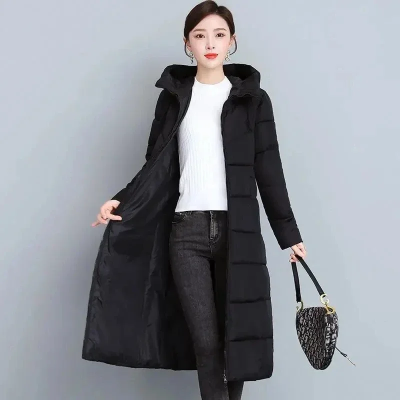 Women Jacket Windproof Rainproof Thick Warm Long Puffer Coat White Female Basic Snow Overcoat Winter Parkas Hooded Down Cotton