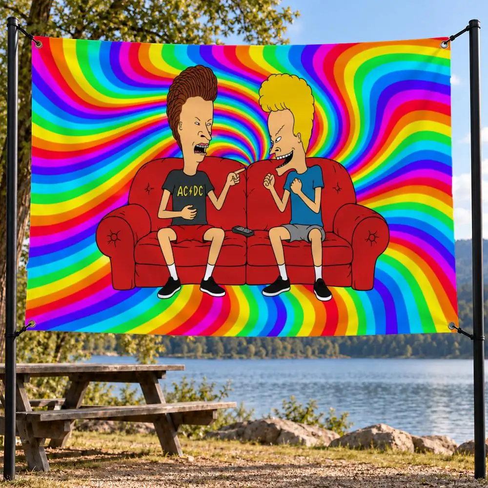 Cartoon Beavis And Butthead Flags decor flag banner,wall hanging flag,indoor outdoor wall decor,yard garden porch patio