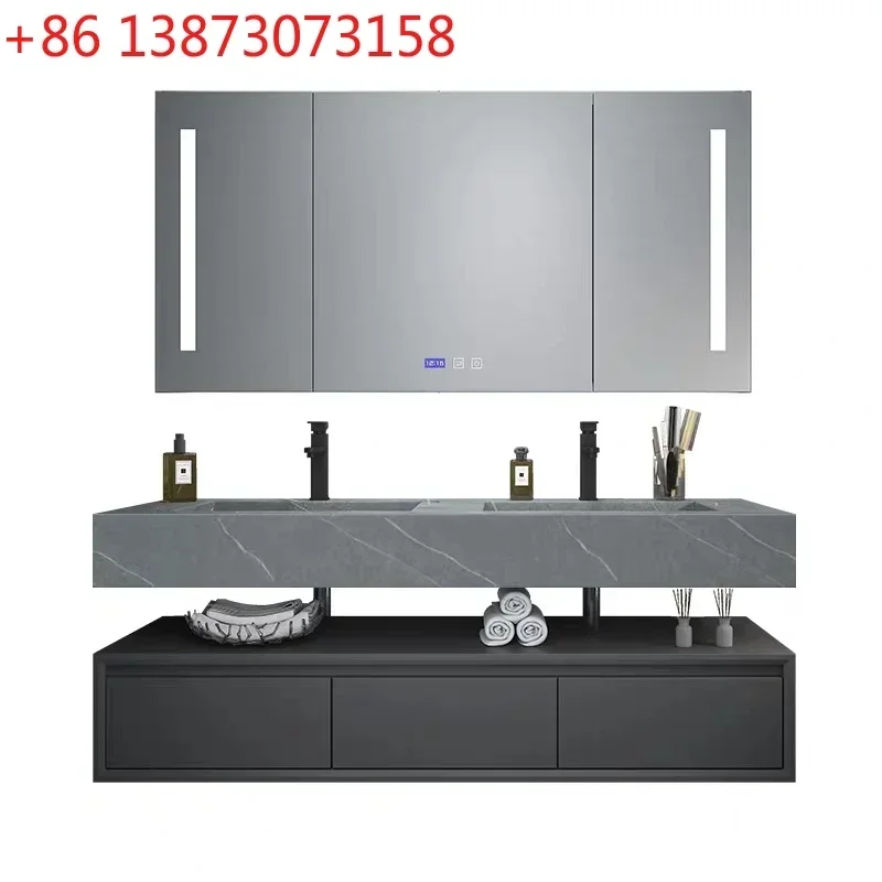 

*Light luxury rock slab integrated basin bathroom cabinet combination simple hand wash washbasin cabinet toilet washstand