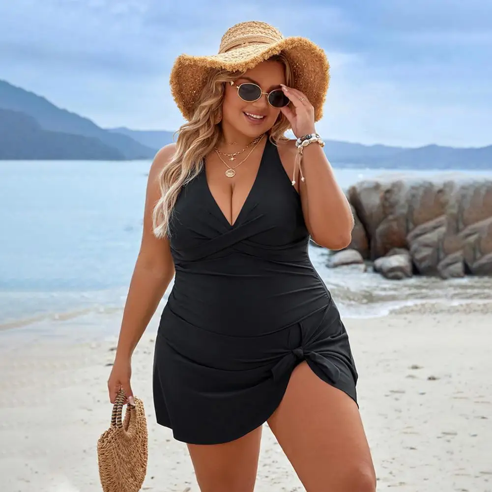 حجم كبير قطعة واحدة ملابس السباحة الرسن الرقبة البيكينيات قابل للتعديل منصات قابلة للإزالة Monokini سليم صالح حجم كبير مطوي ثوب السباحة