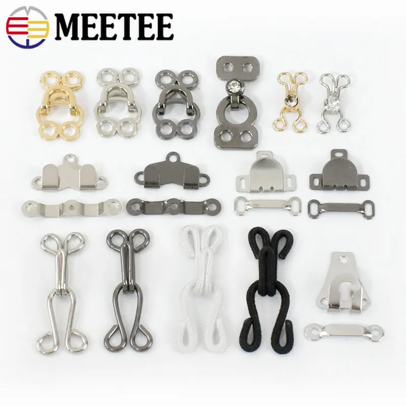 10/20Sets Metal Stealth Hook Buttons Pant Mink Coat Invisible Hidden Buckle DIY Garment Clothing Decor Craft Sewing Accessories