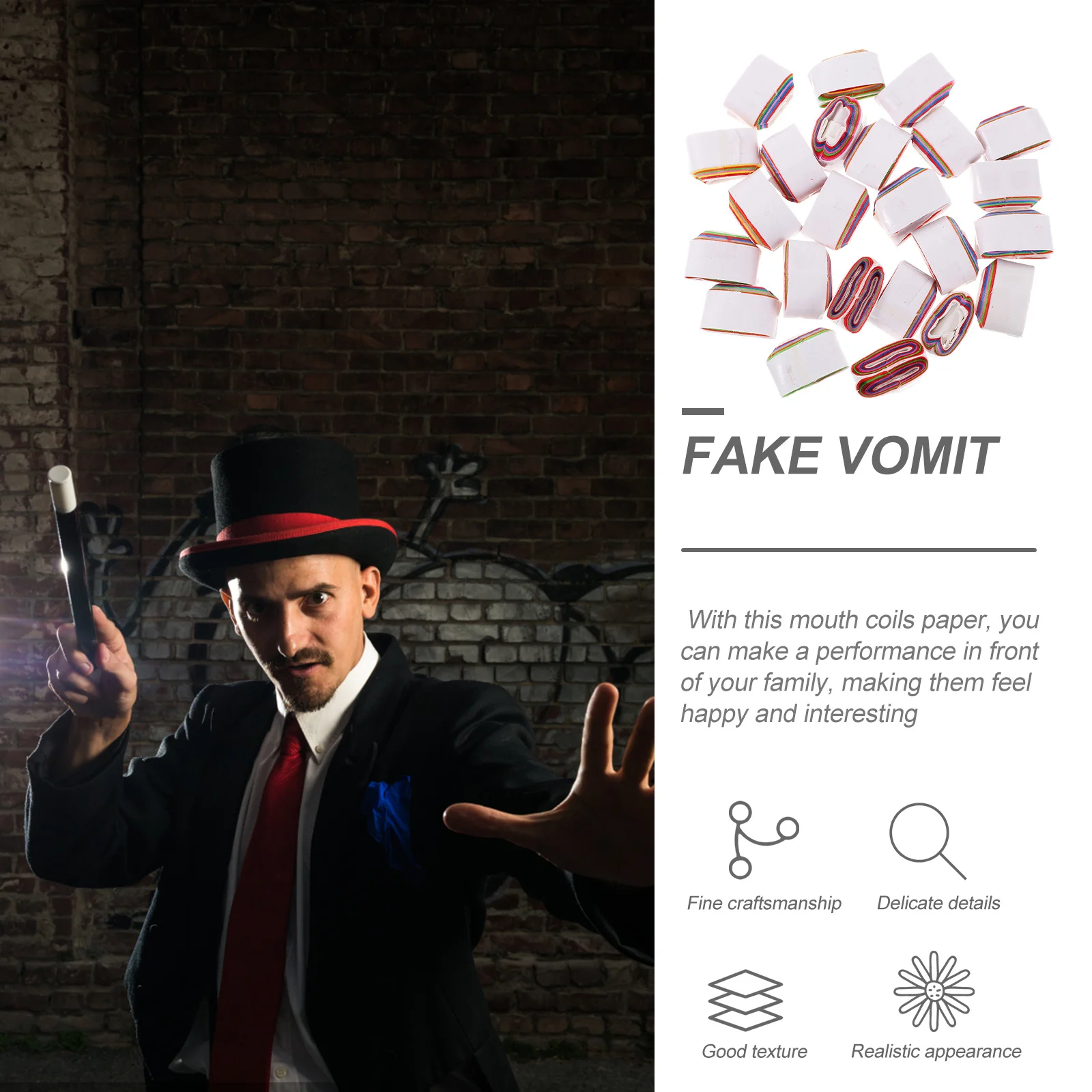 กระดาษม้วนสำหรับมายากล 24 ชิ้น อุปกรณ์ประกอบการแสดงบนเวทีแบบพกพา สำหรับนักมายากล งานเลี้ยงสนุกสนาน ตกแต่งงานอีเว้นท์ อุปกรณ์เสริมสำหรับงานปาร์ตี้สุดสนุก