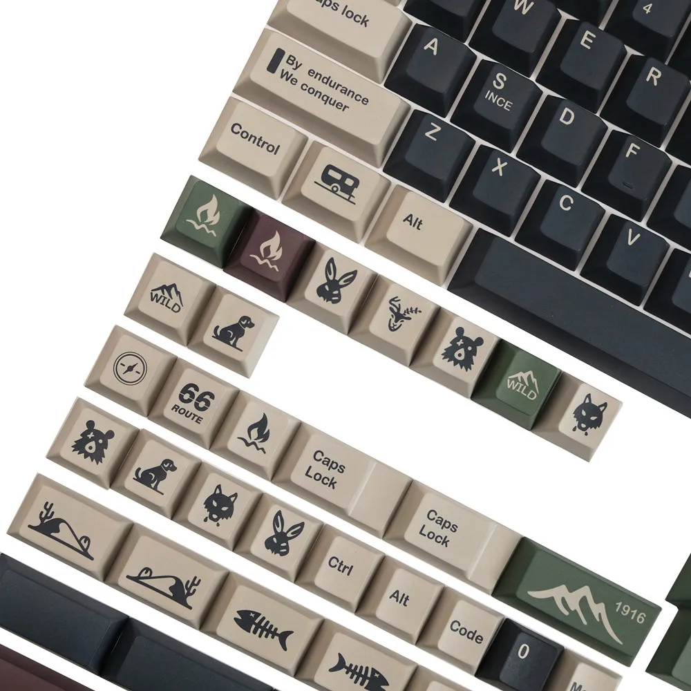 Wilderness keycaps PBT hot sublimation keys mechanical keyboard with original highly retro full set of personality additions