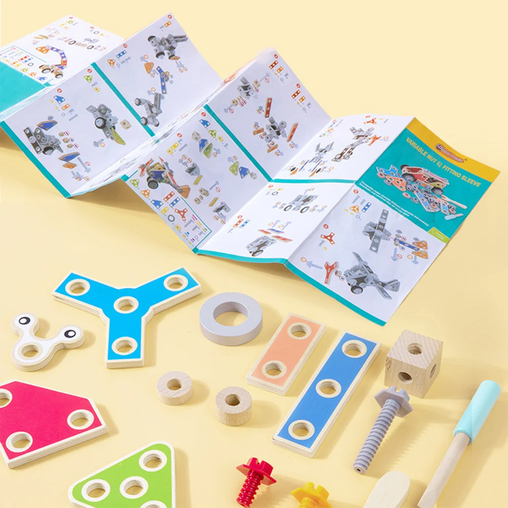 Building Blocks Educational Montessori Kids Toys DIY Wooden Nut Screw Disassembly Assembly Puzzle Toys Christmas Gift for Boy