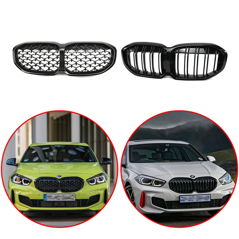 High Quality ABS Car Front Racing Grills For BMW 1 Series F40 116i 118i 120i 128ti M135i xDrive 2019-2022 Glossy Black Body Kit