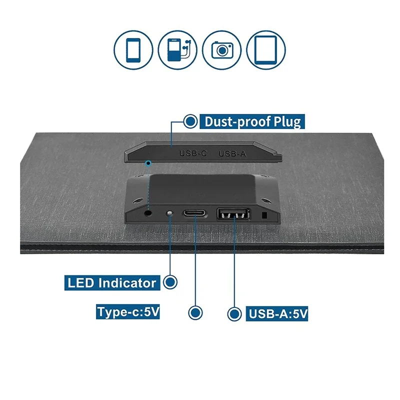 50/80 واط المحمولة طوي ETFE لوحة طاقة شمسية Type-C/USB 5 فولت الناتج الخلايا الشمسية للتخييم في الهواء الطلق التنزه شحن الهاتف قوة البنك